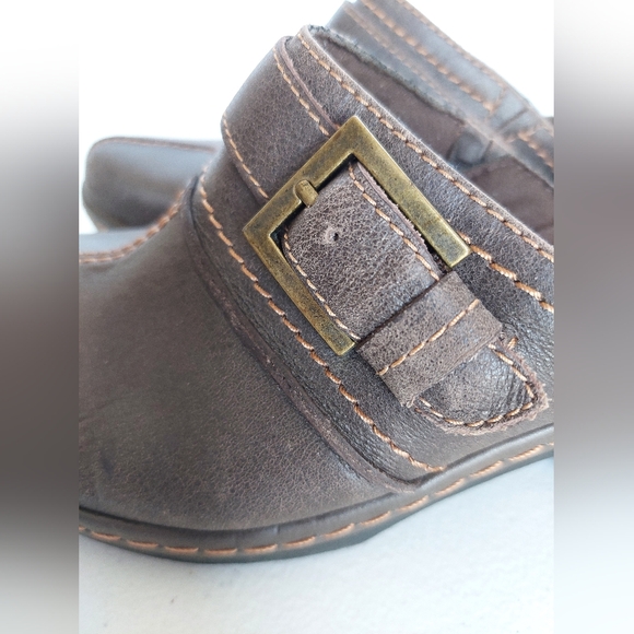 SOLD Clarks Bendables Clogs Sz 8M 34963 Leather 2.75" Heel Split Toe Mules Shoes - Picture 15 of 15